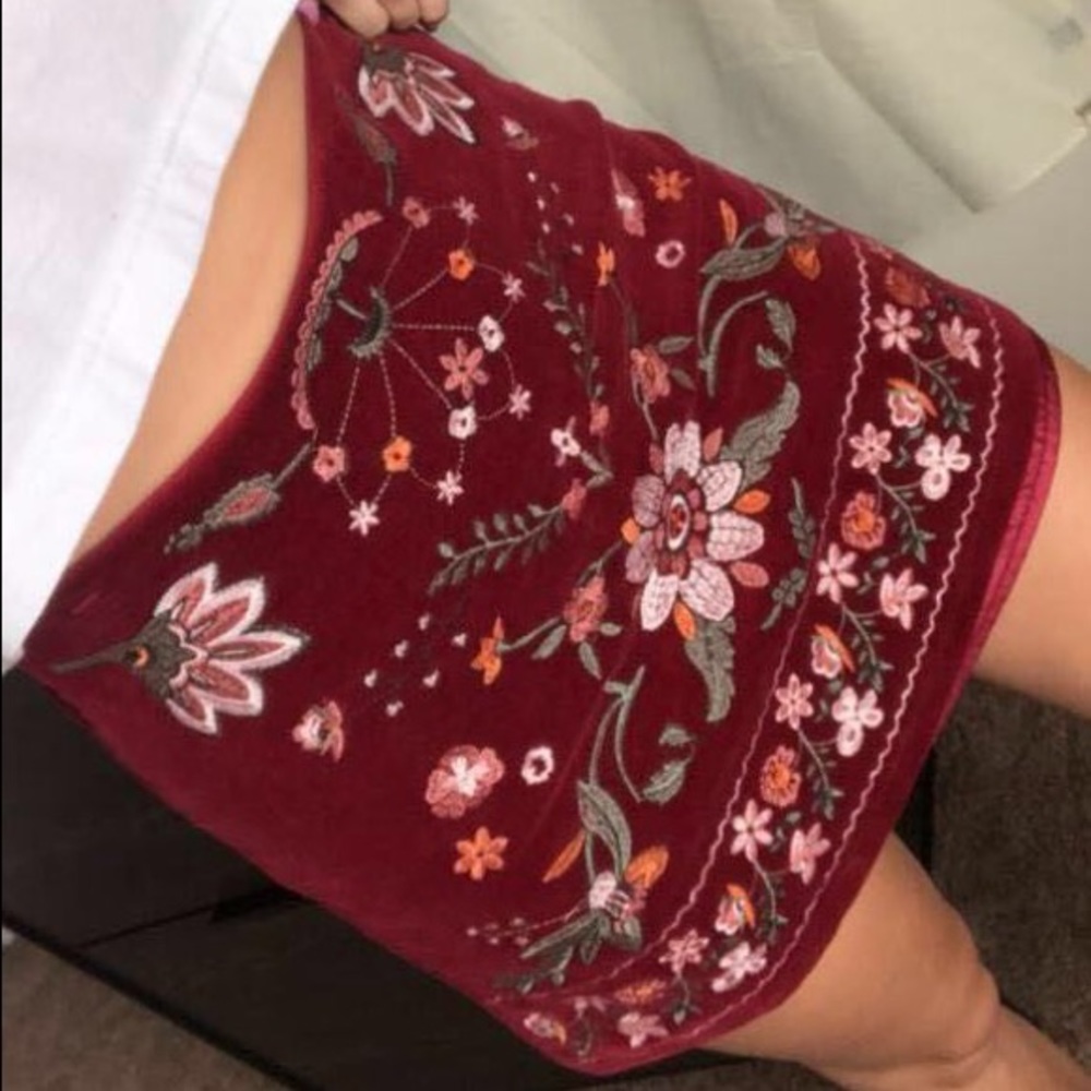 Maroon Embroidered Skirt